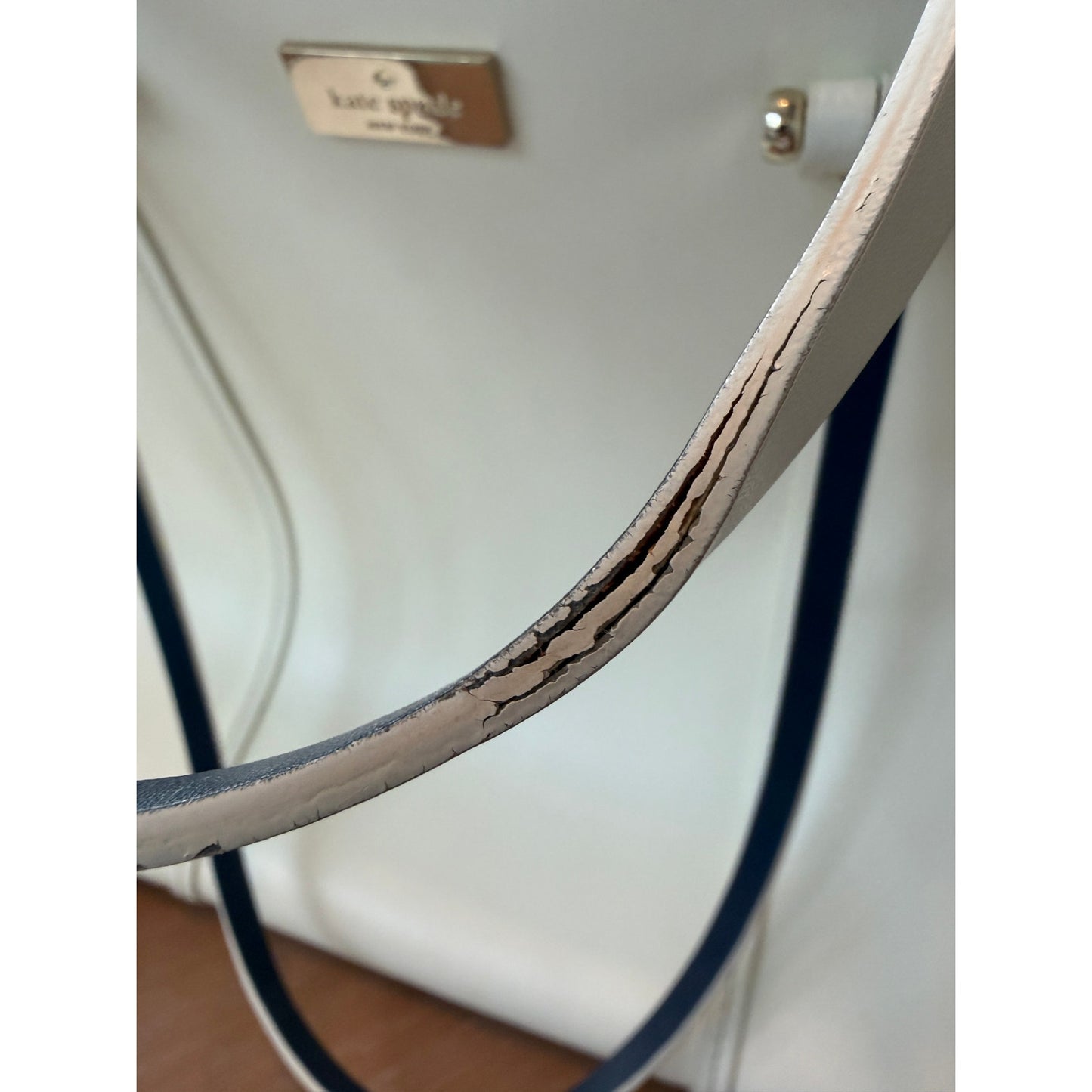 Kate Spade New York Arbour Hill Elodie Satchel Tote Bag Off White Navy Blue