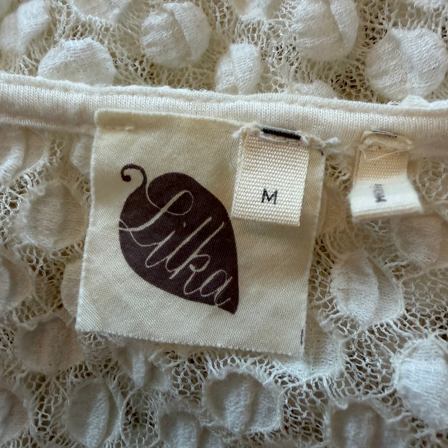 Lilka Anthropologie Ivory Lacy 3/4 Sleeve Cover Up Womens Size Medium