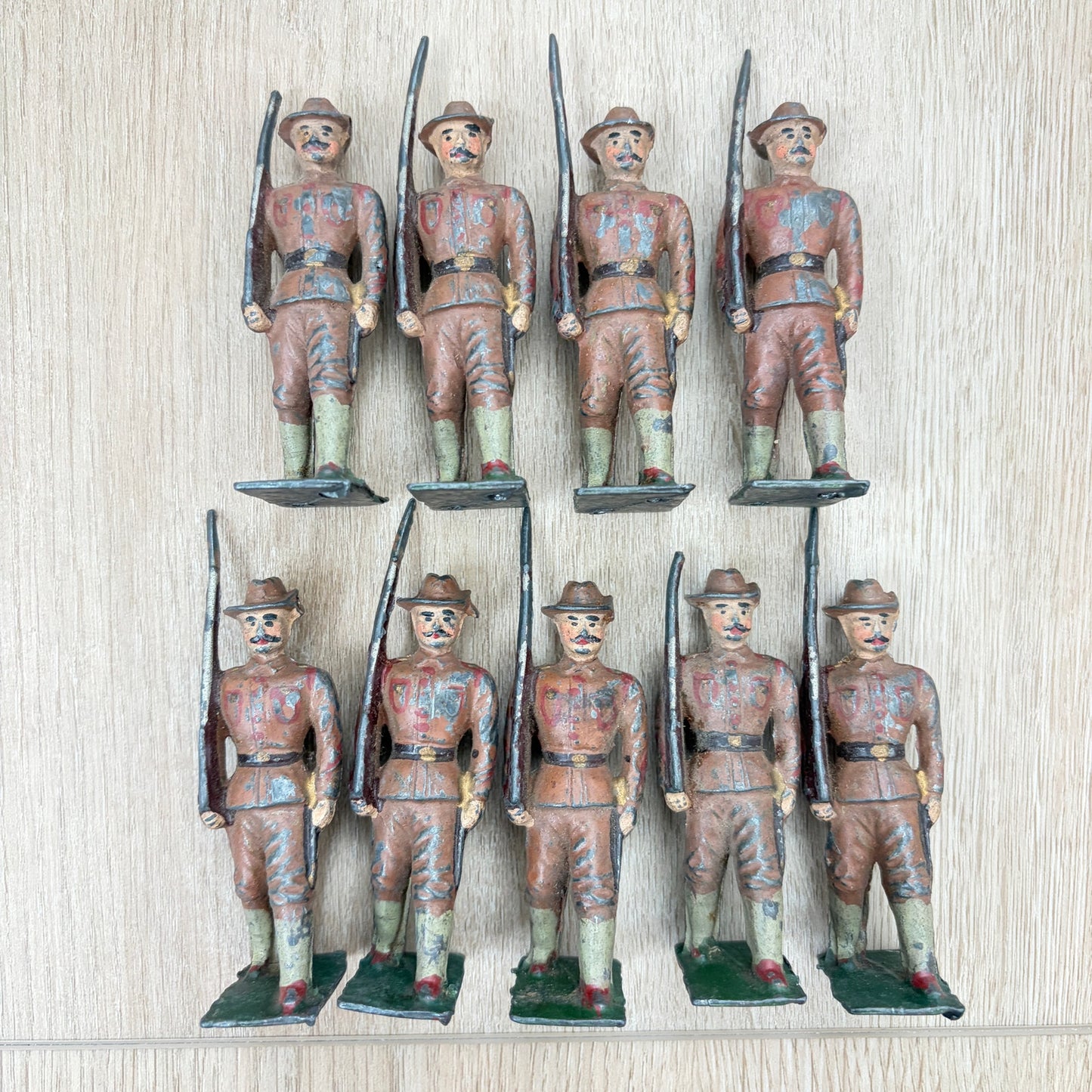 Lot of 30 Vintage Cast Iron Toy Soldiers, Army Men, Calvary Horse Drawn Cannons