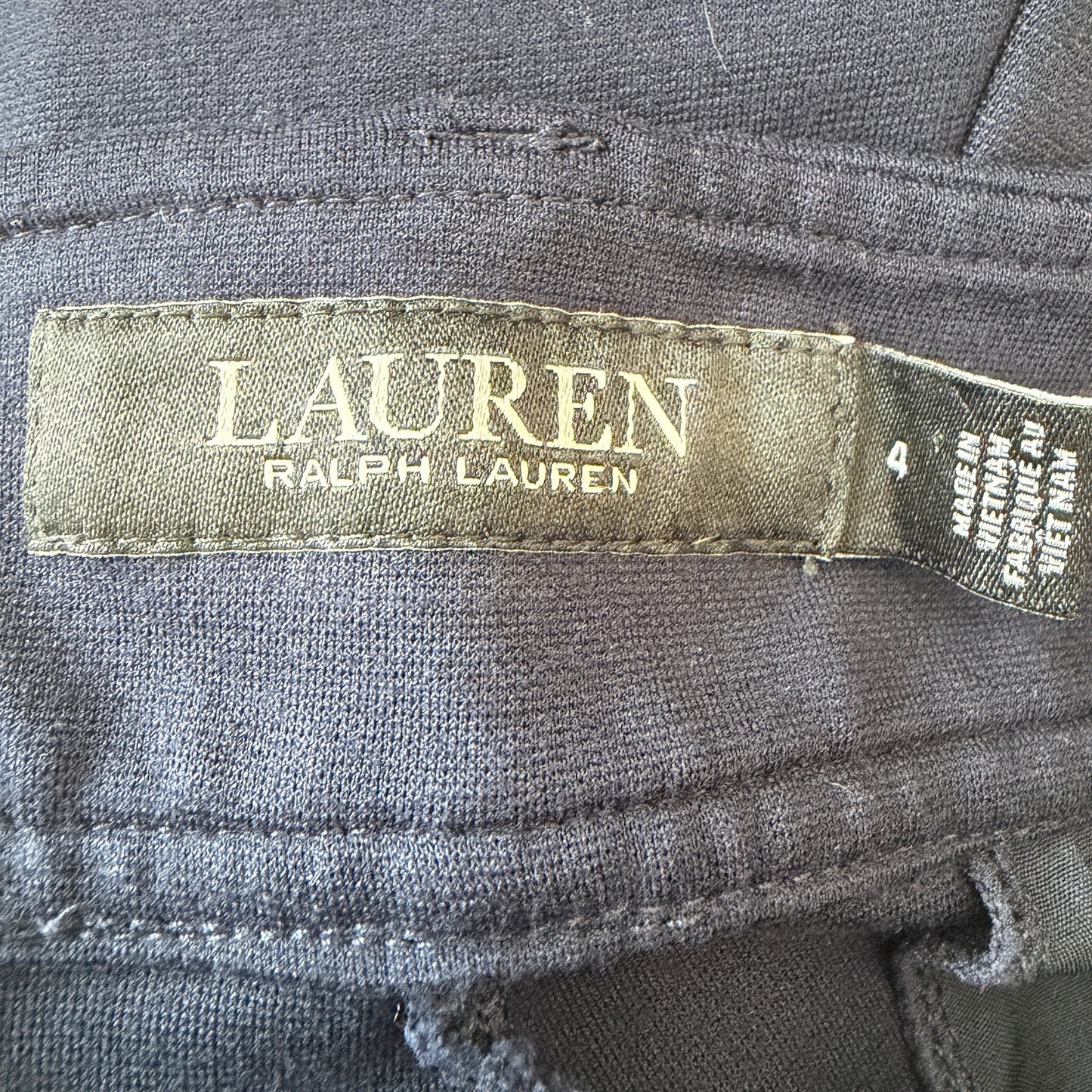 Lauren Ralph Lauren Black Label Dark Blue Ponte Pants Gold Buttons Womens Size 4