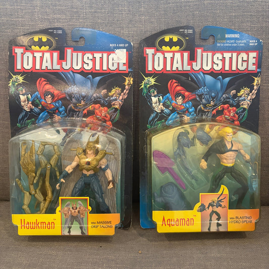 LOT 2 Kenner Total Justice Action Figures Hawkman and Aquaman NEW