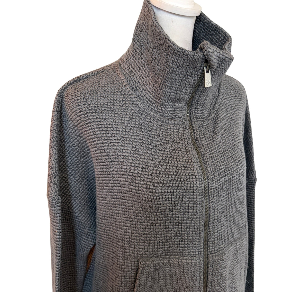 Sweaty Betty Restful Boucle Zip Through Charcoal Sweatshirt Womens Size Small