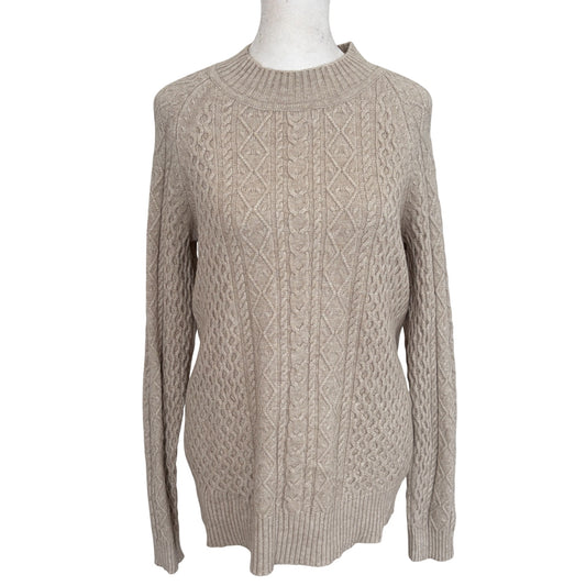 Cyrus Beige Cable Knit Mock Neck Sweater Womens Size Small NEW