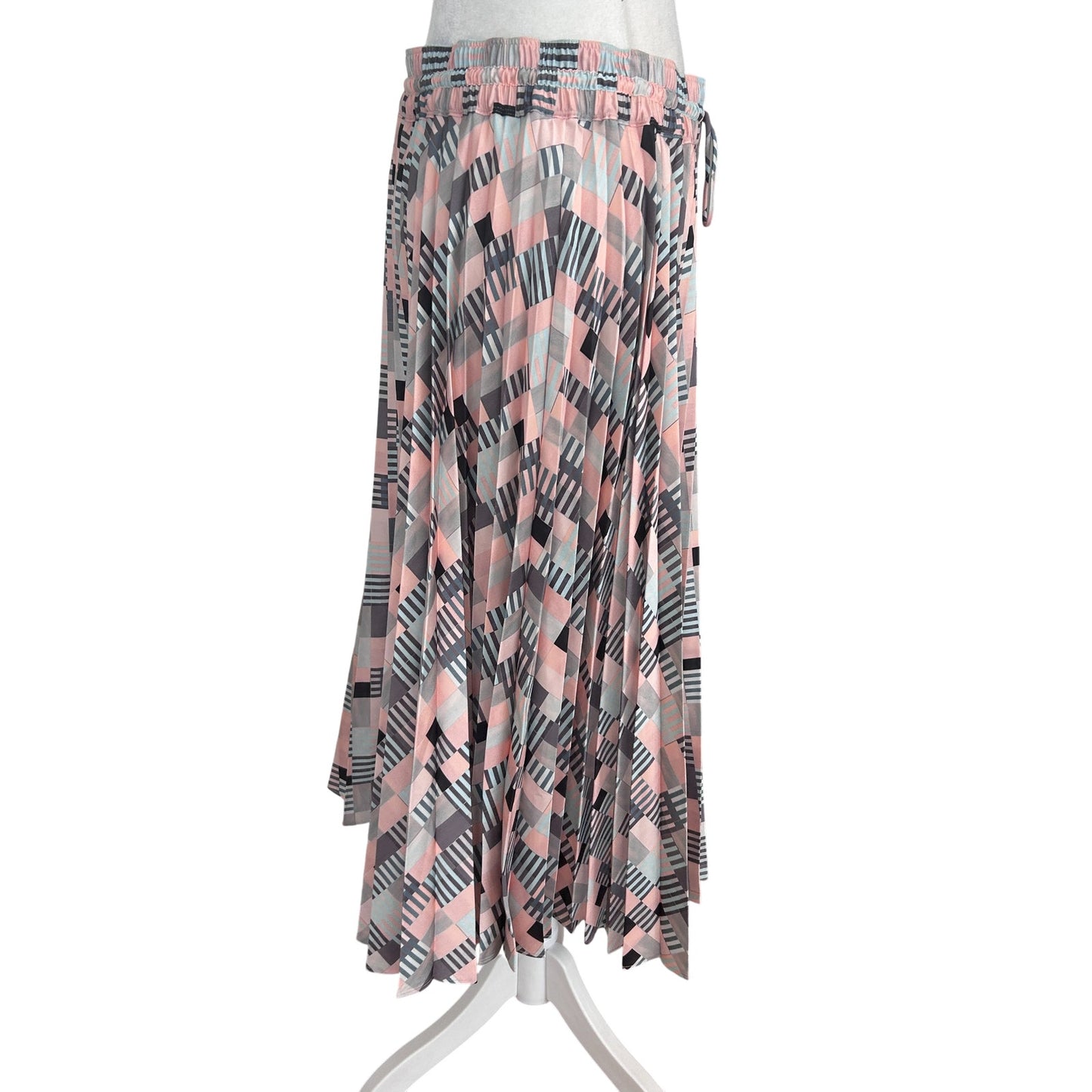 Club Monaco NWT Pleated Midi Skirt Jupe Peach, Blue, Black Womens Size Large NEW