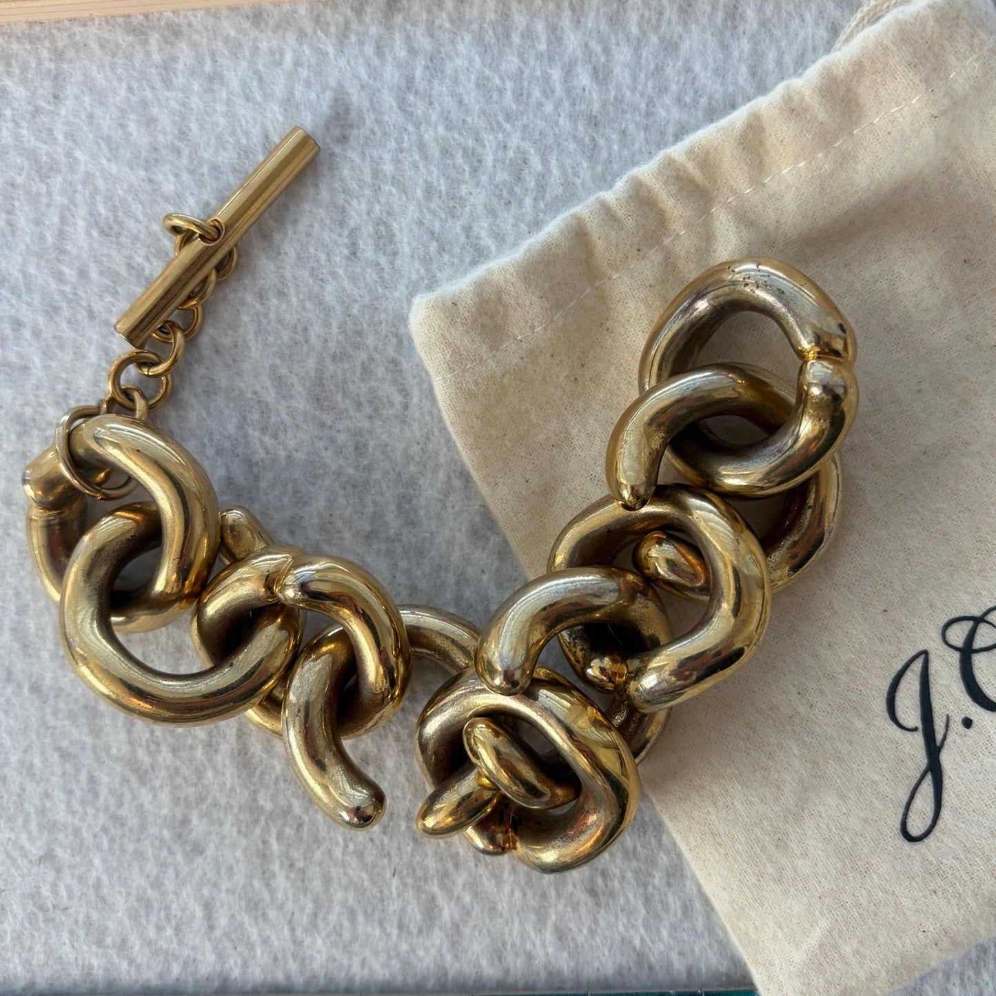 J. Crew Large Gold Tone Link Statement Bracelet