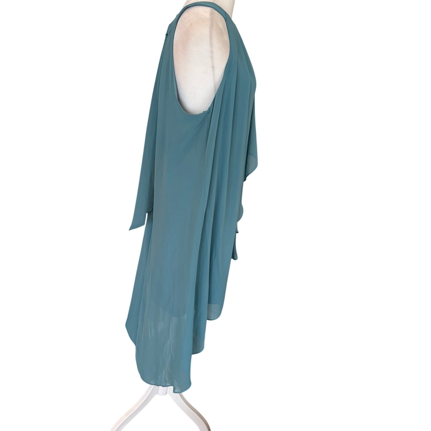 Adrianna Papell Robins Egg Blue Halter Ruffled High Low Dress Womens Size 12