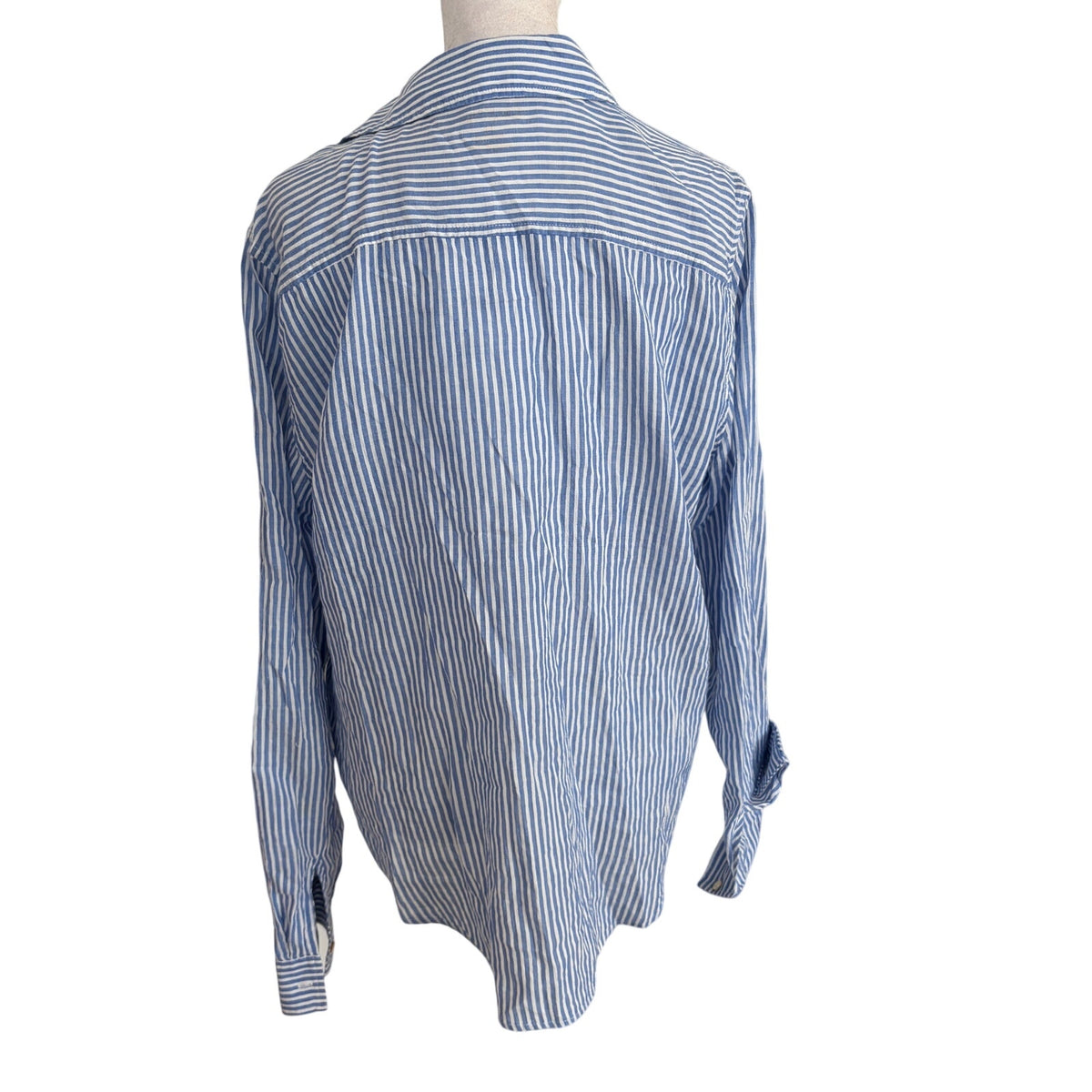 Lilly Pulitzer Blue and White Striped Button Down Shirt Womens Size Medium