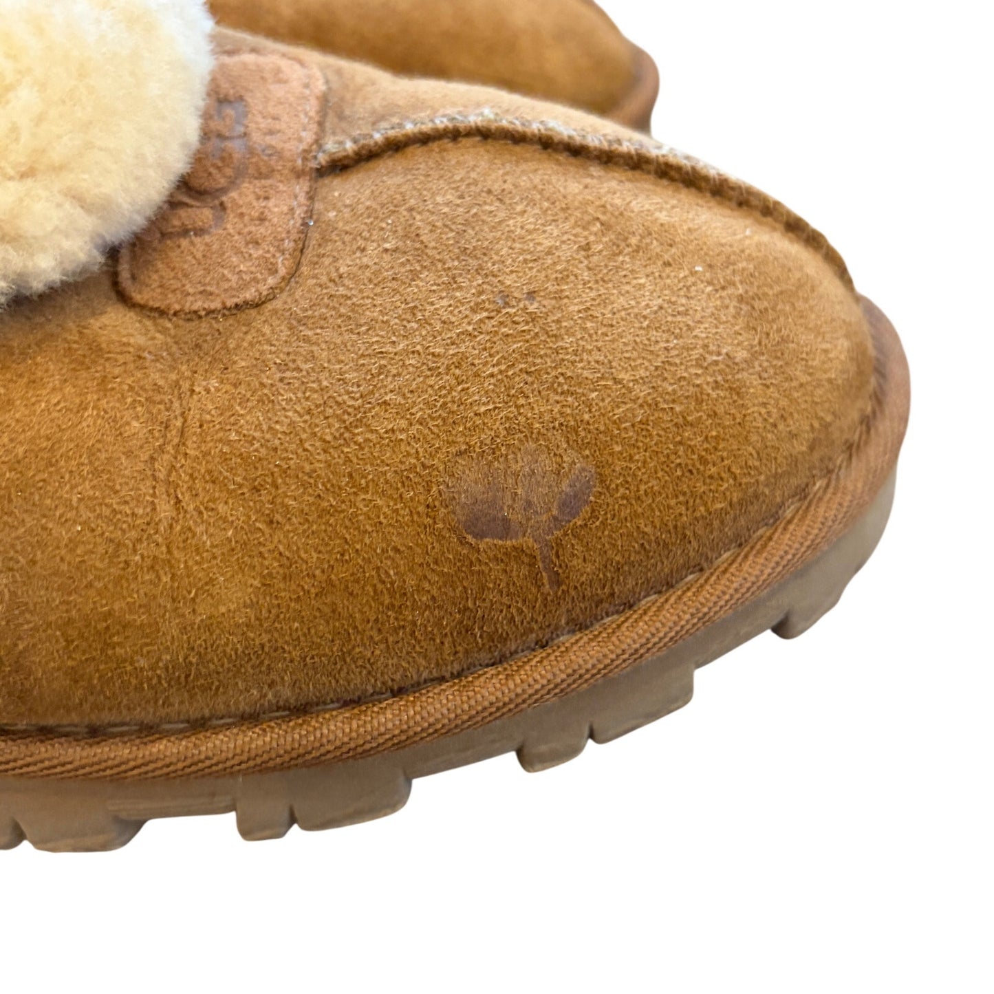 UGG Australia Brown Shearling Sheepskin Cozy Slip On Shoes Slipper Womens Size 10