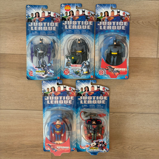 Justice League 2003 LOT 5 Batman and Superman Action Figures NEW