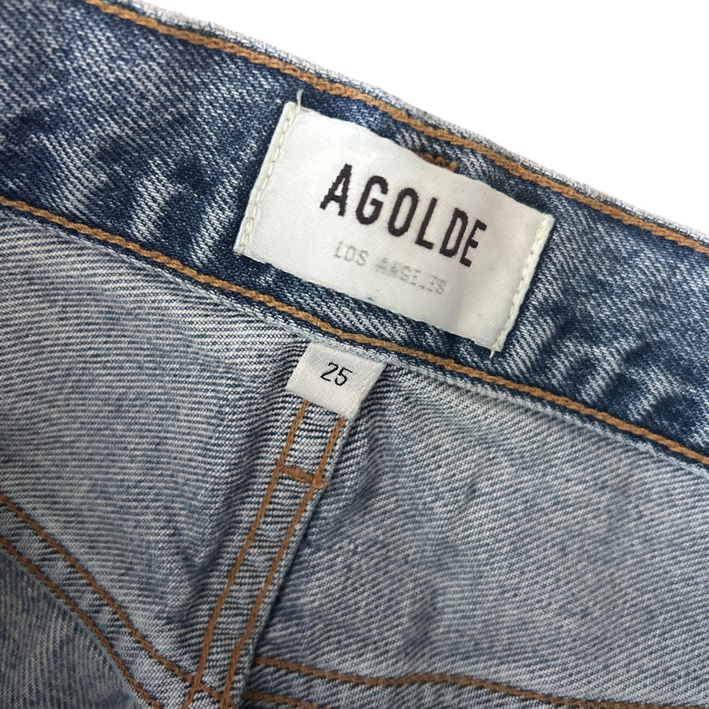 AGOLDE Riley High Rise Straight Crop Button Fly Jeans Distressed Womens Size 25