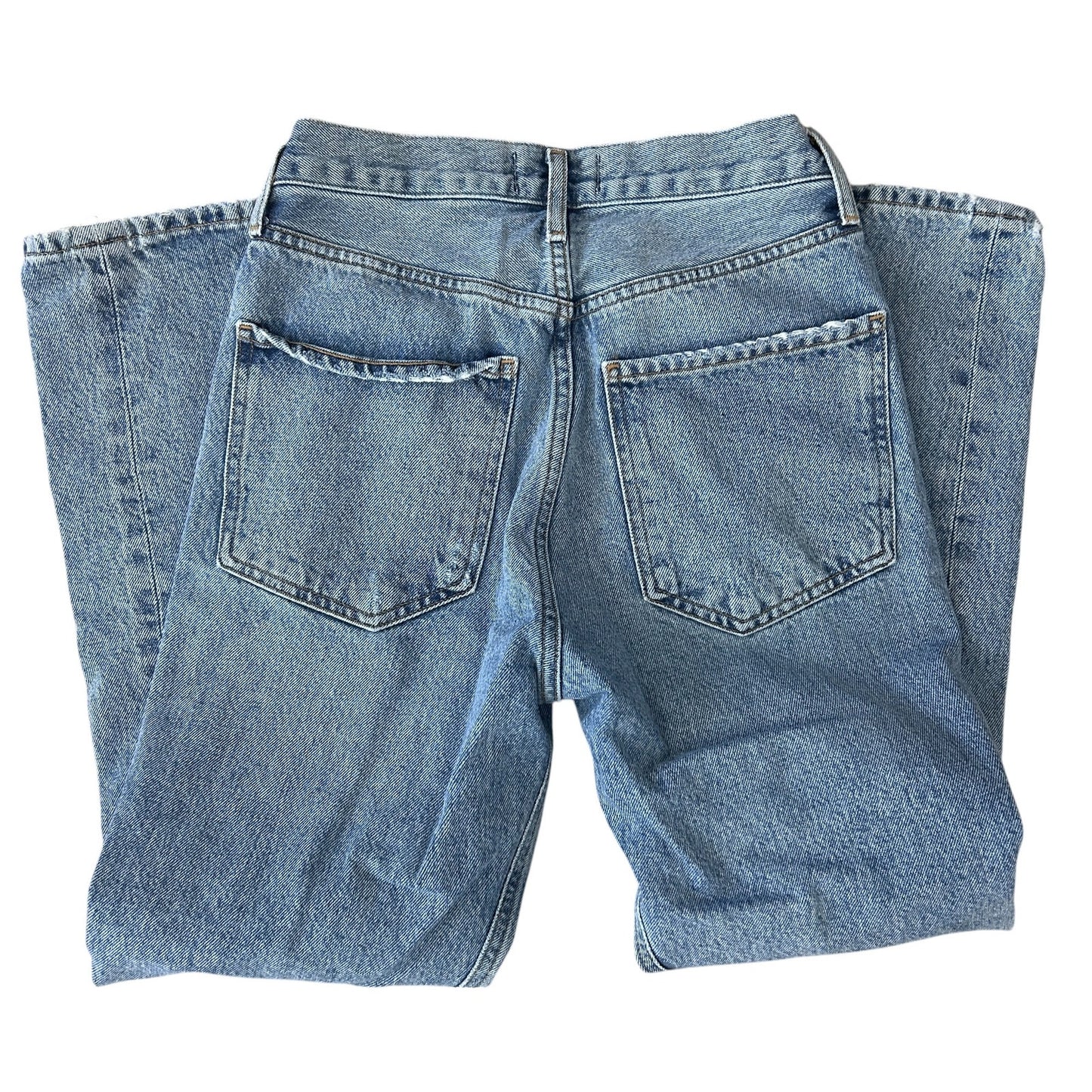 AGOLDE Riley High Rise Straight Crop Button Fly Jeans Distressed Womens Size 25