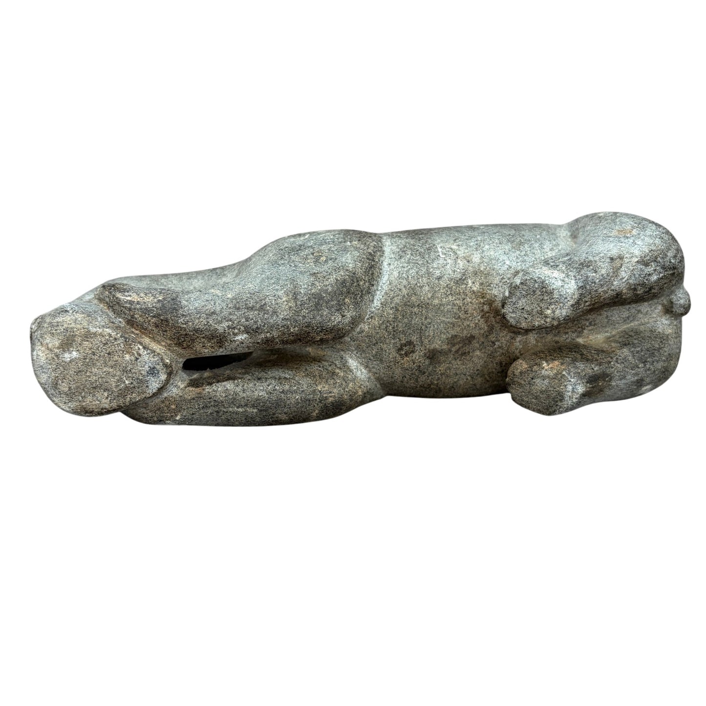 Vintage Inuit Carved Gray Soapstone Polar Bear Figure Sculpture Eskimo Art