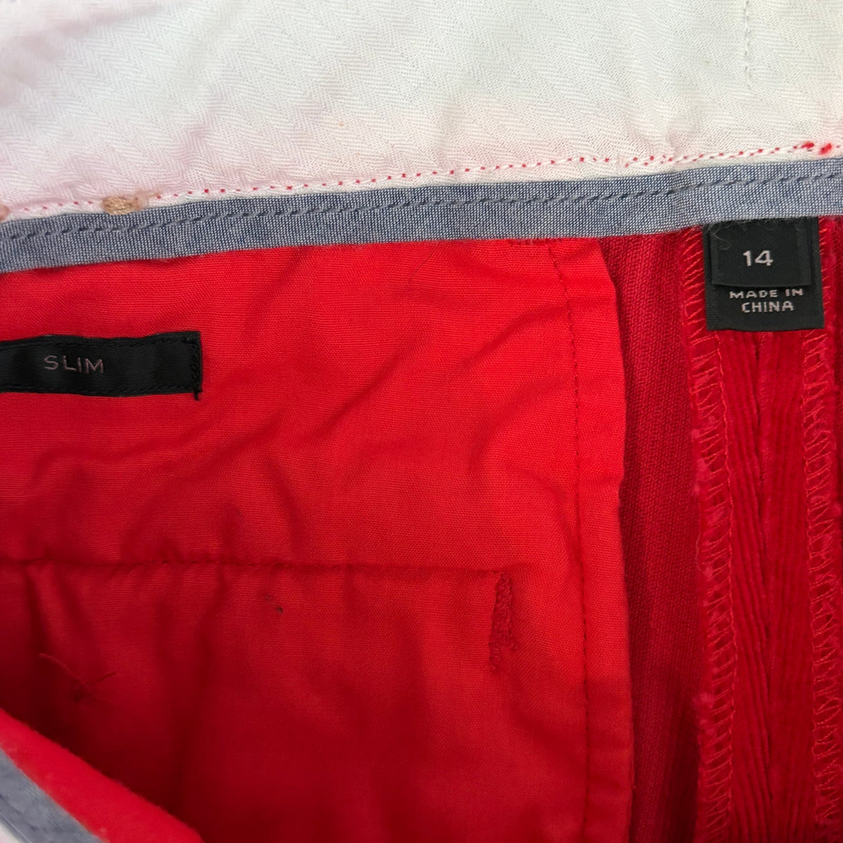 Crewcuts Bowery Red Corduroy Slim Fit Pants Adjustable Waist Boys Size 14
