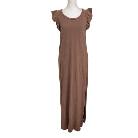 Z Supply Brown Sleeveless Ruffled Cotton Midi Dress Womens Size Small