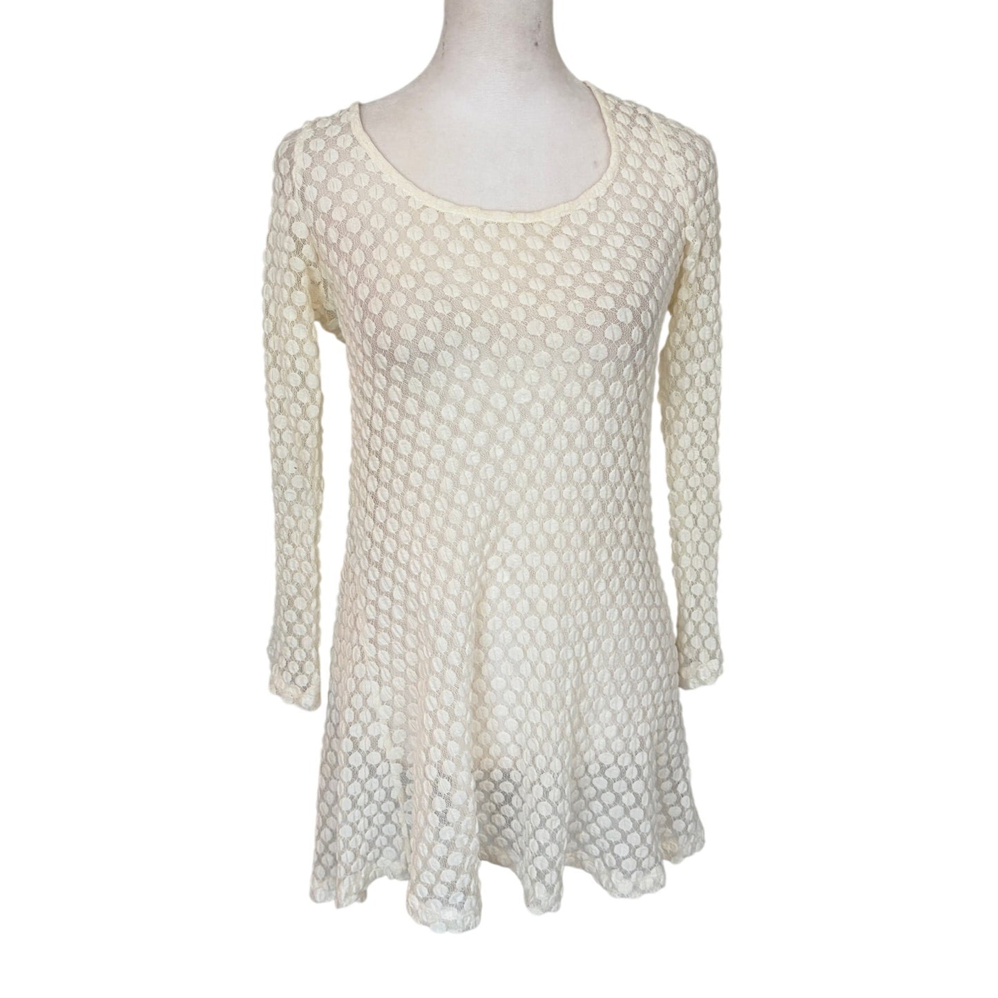 Lilka Anthropologie Ivory Lacy 3/4 Sleeve Cover Up Womens Size Medium