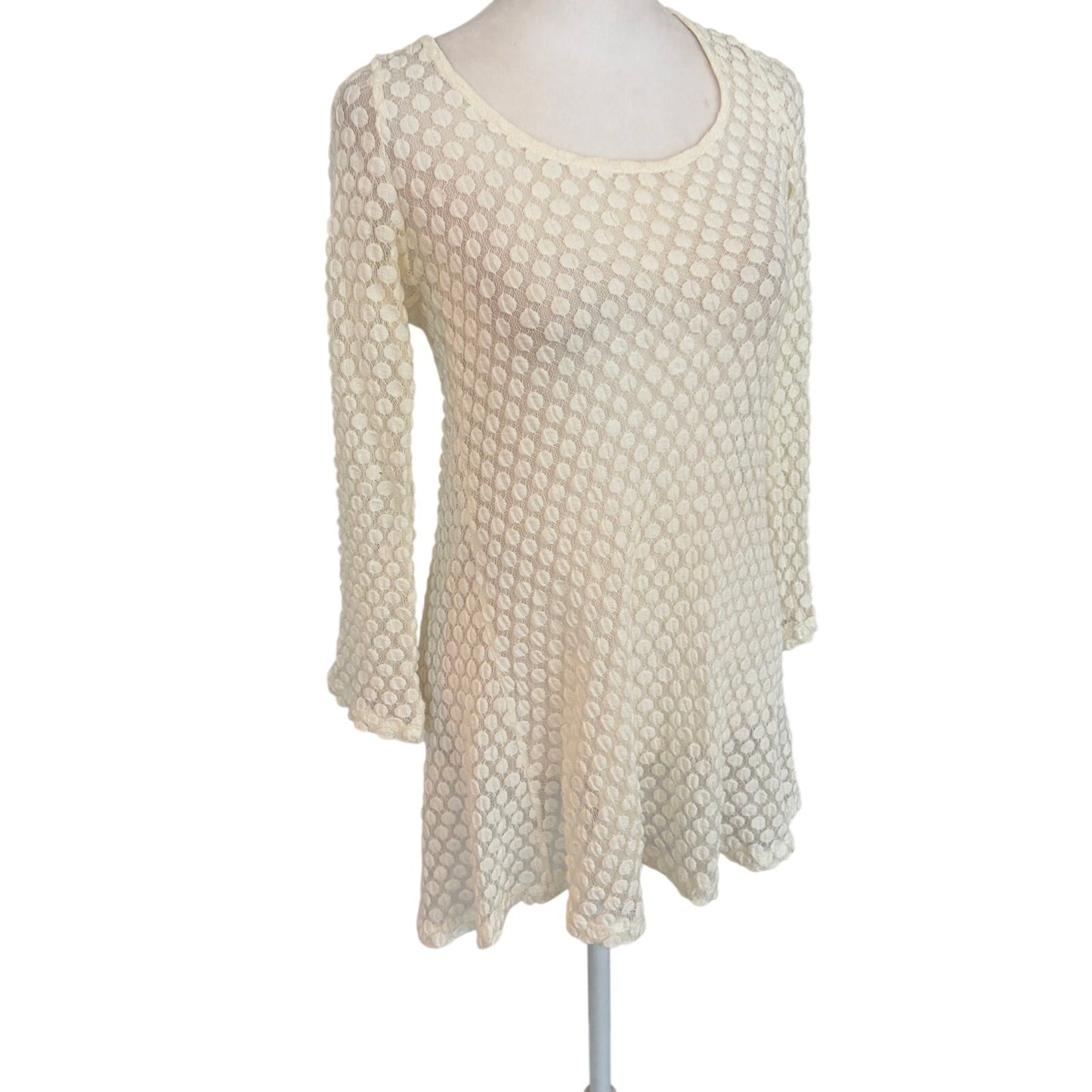 Lilka Anthropologie Ivory Lacy 3/4 Sleeve Cover Up Womens Size Medium