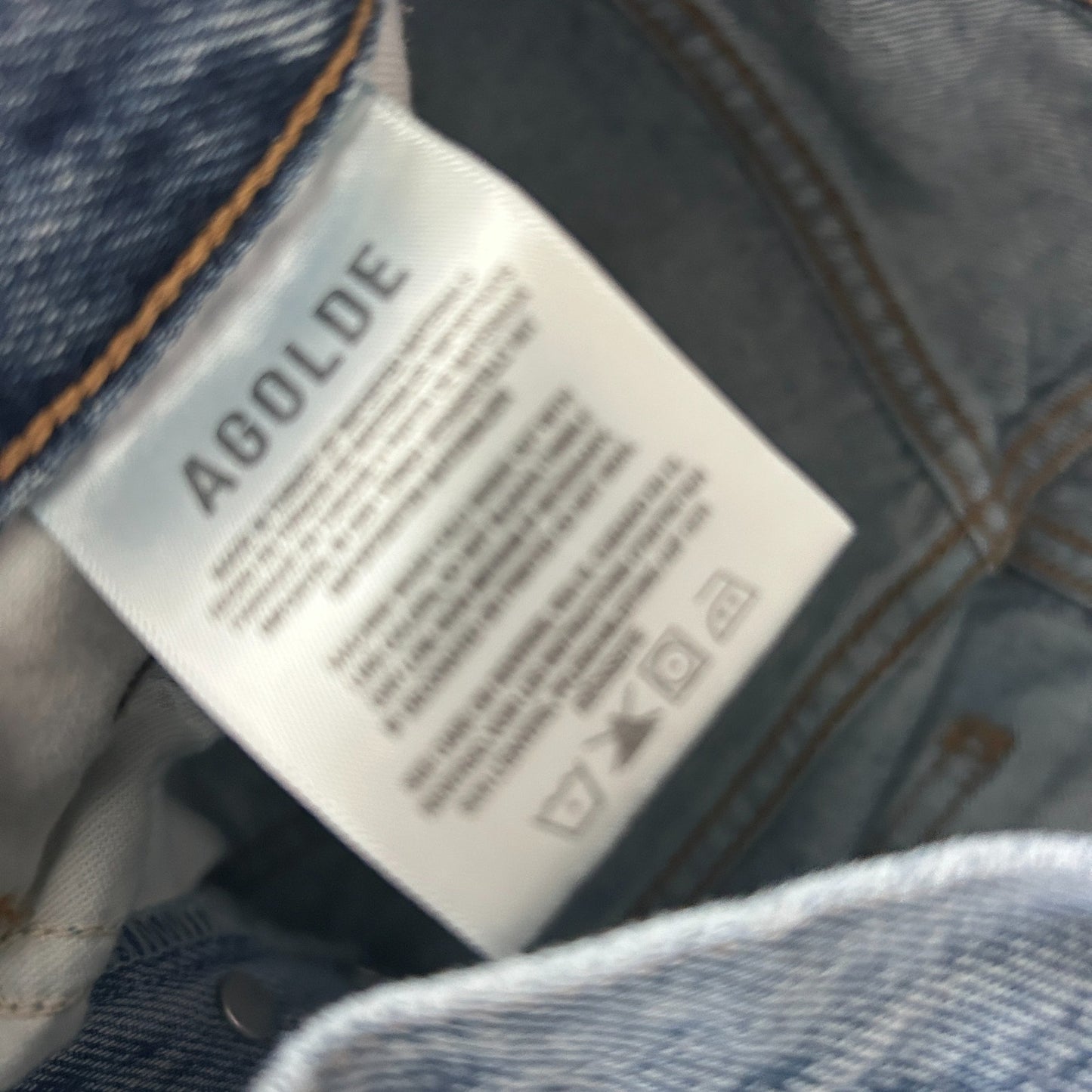 AGOLDE Riley High Rise Straight Crop Button Fly Jeans Distressed Womens Size 25