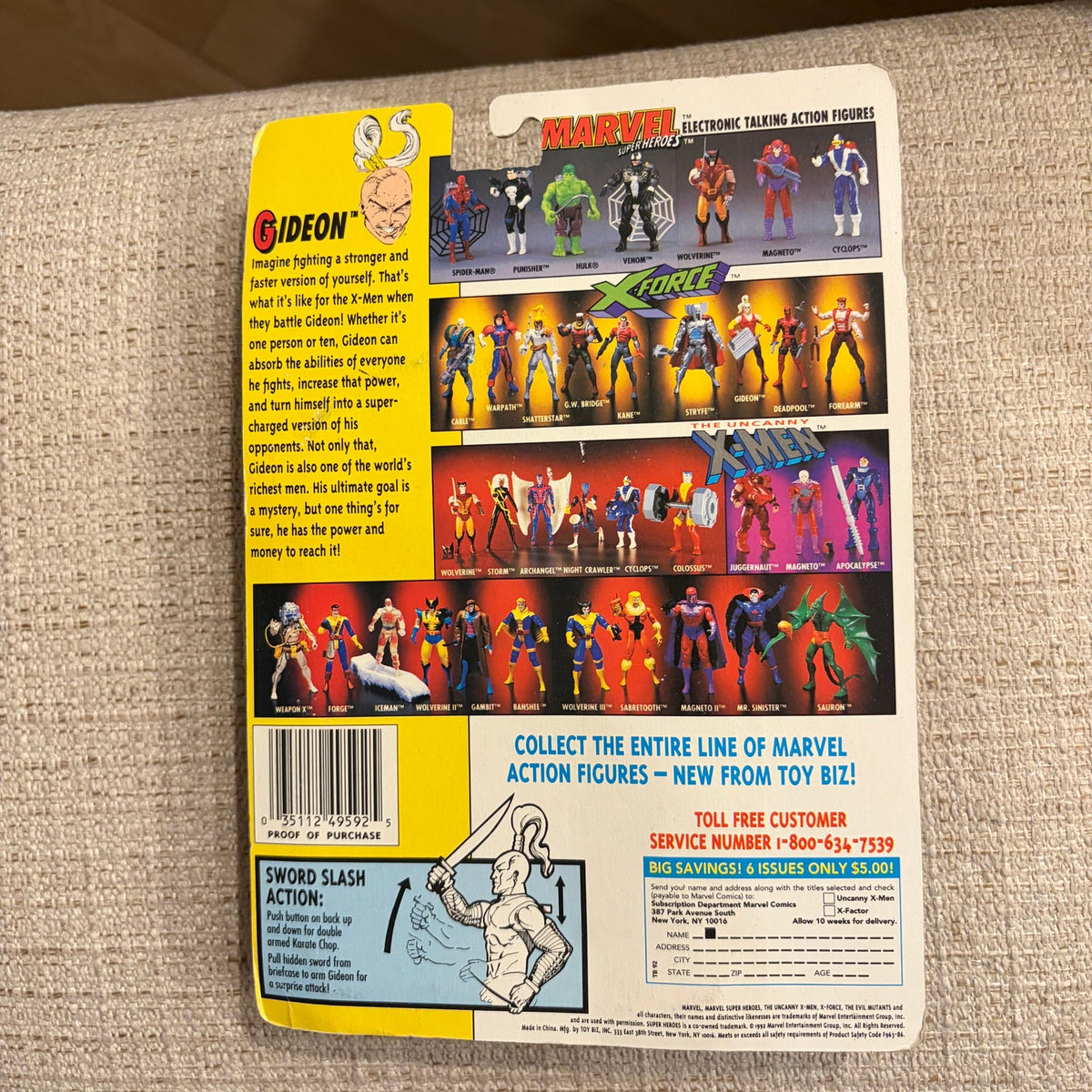 1992 Toy Biz Marvel The Uncanny X-Men X-Force Gideon Action Figure NEW