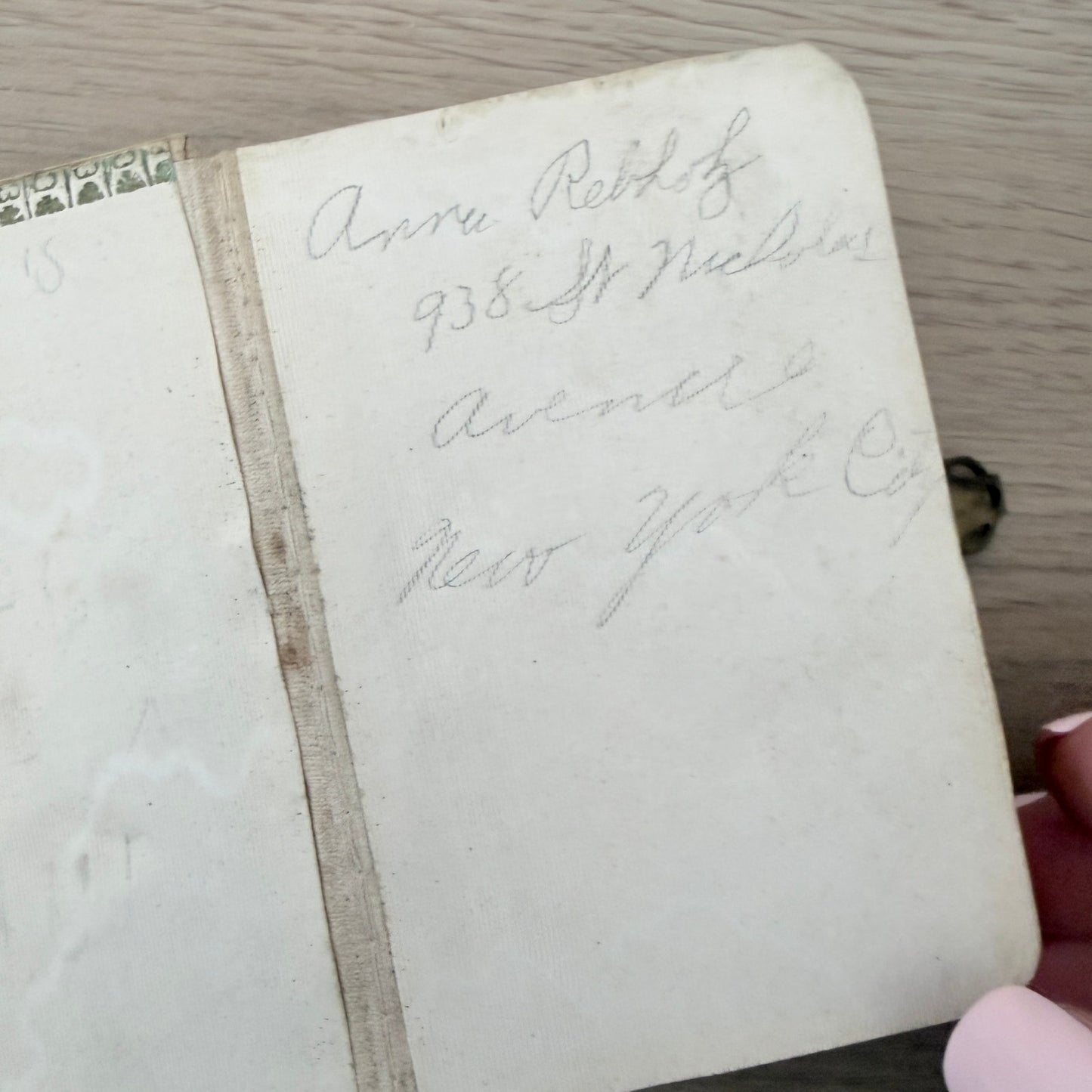 Antique German Remembrance of 1st Holy Communion Prayer Book, Blue Rosary Beads