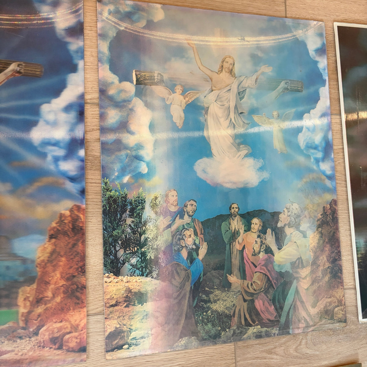 1960s Vintage Lenticular 3D Prints Jesus Spiritual Religious Last Supper