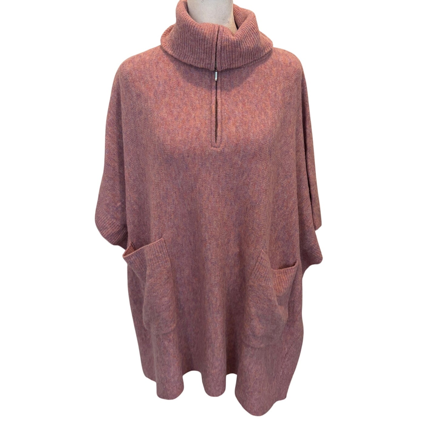 Anthropologie NWT Dusty Pink Wool Blend Boxy Sleeveless Shawl Sweater Size XS/S