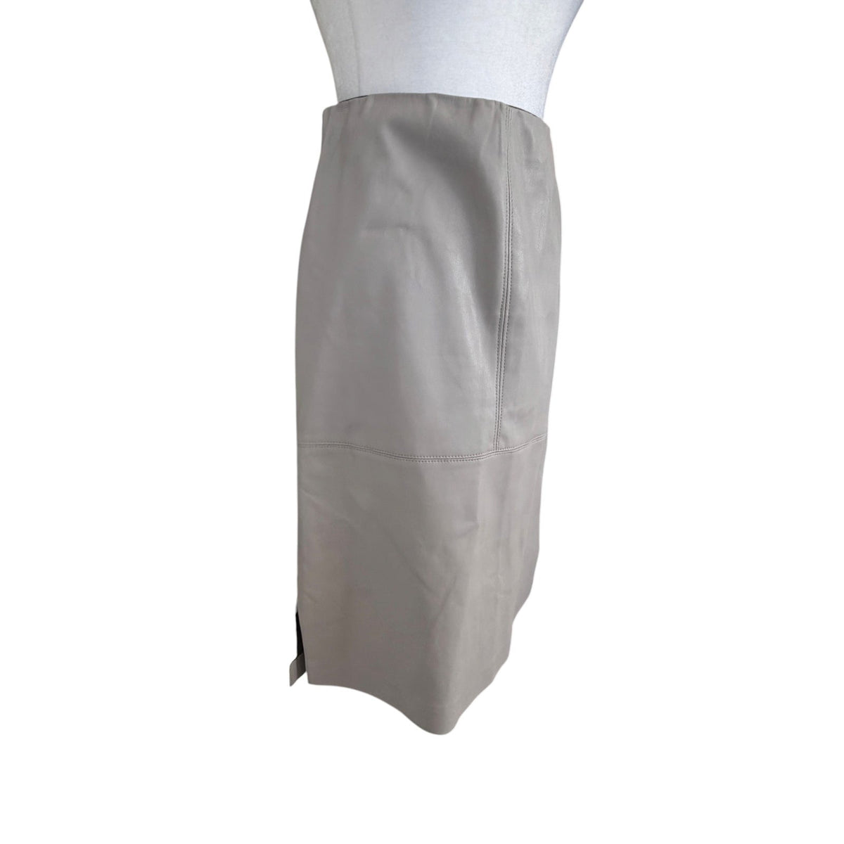 Brochu Walker Beige Taupe Faux Leather Vegan Pencil Skirt Womens Size Small