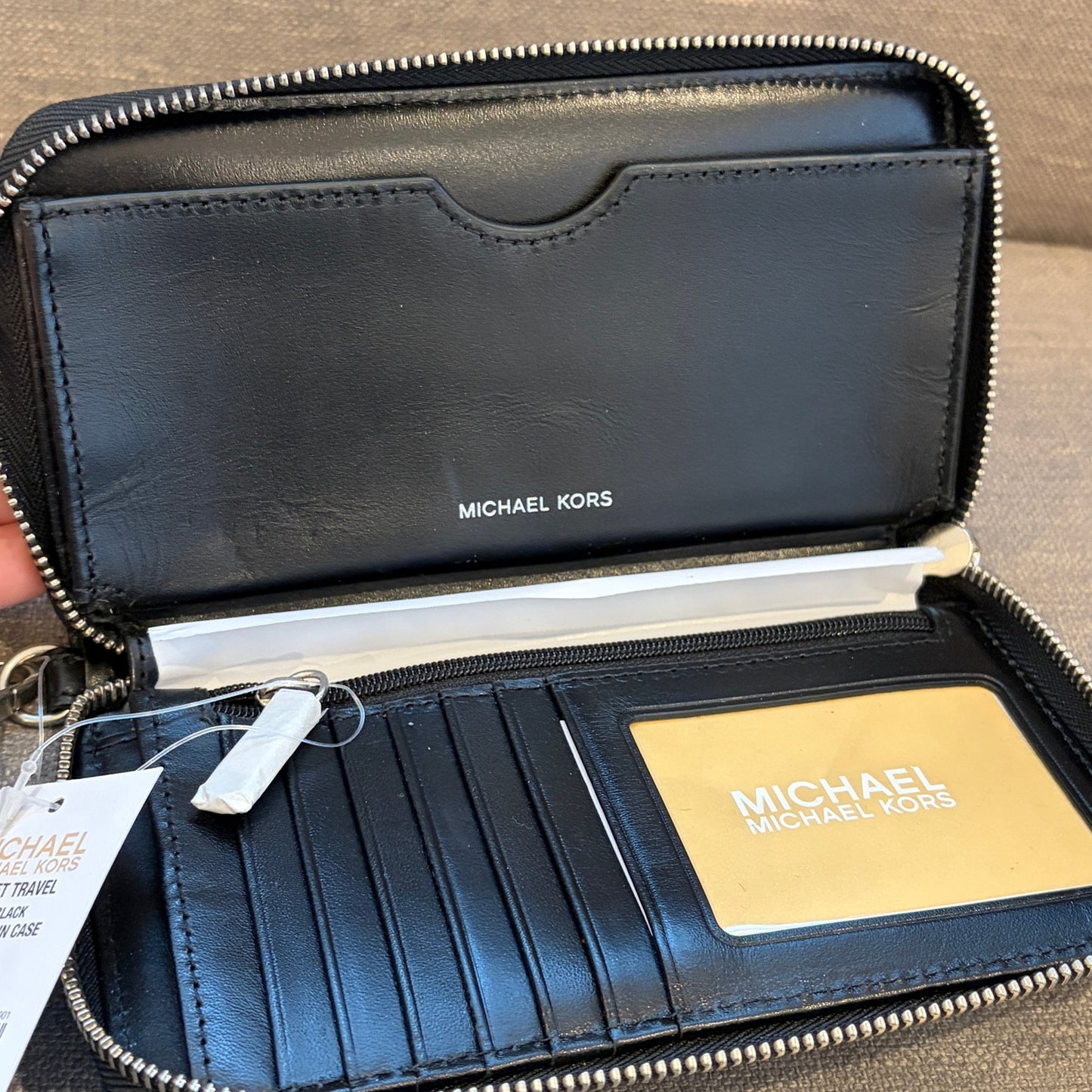 Michael Kors Jet Set Travel Large Flat Zip MF Phone Case Wristlet Wallet NEW