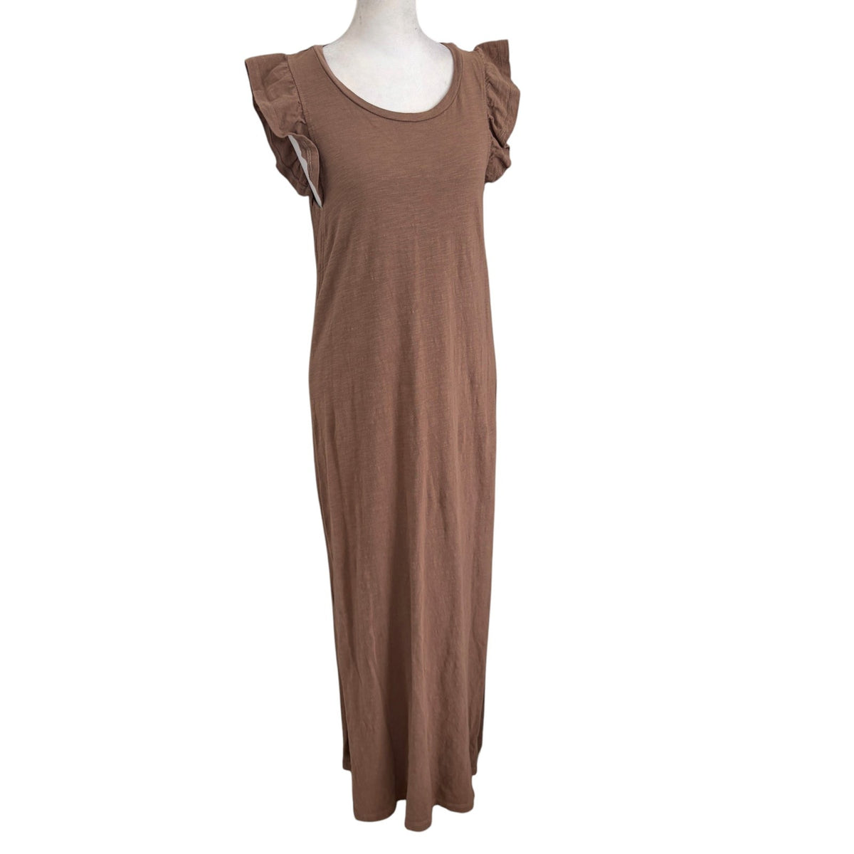 Z Supply Brown Sleeveless Ruffled Cotton Midi Dress Womens Size Small