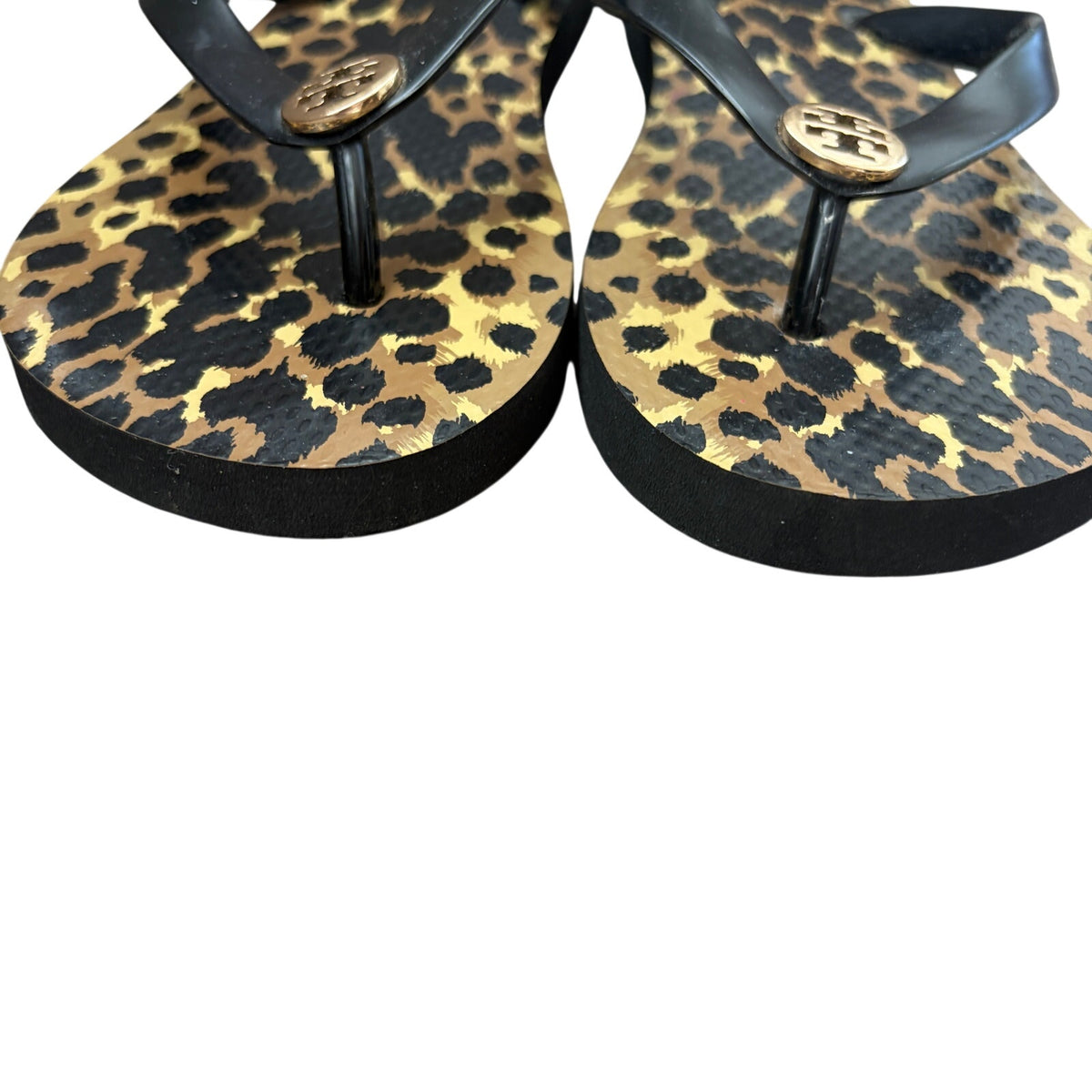 Tory Burch Black Leopard Print Flip-Flop Thong Sandals Womens Size 7