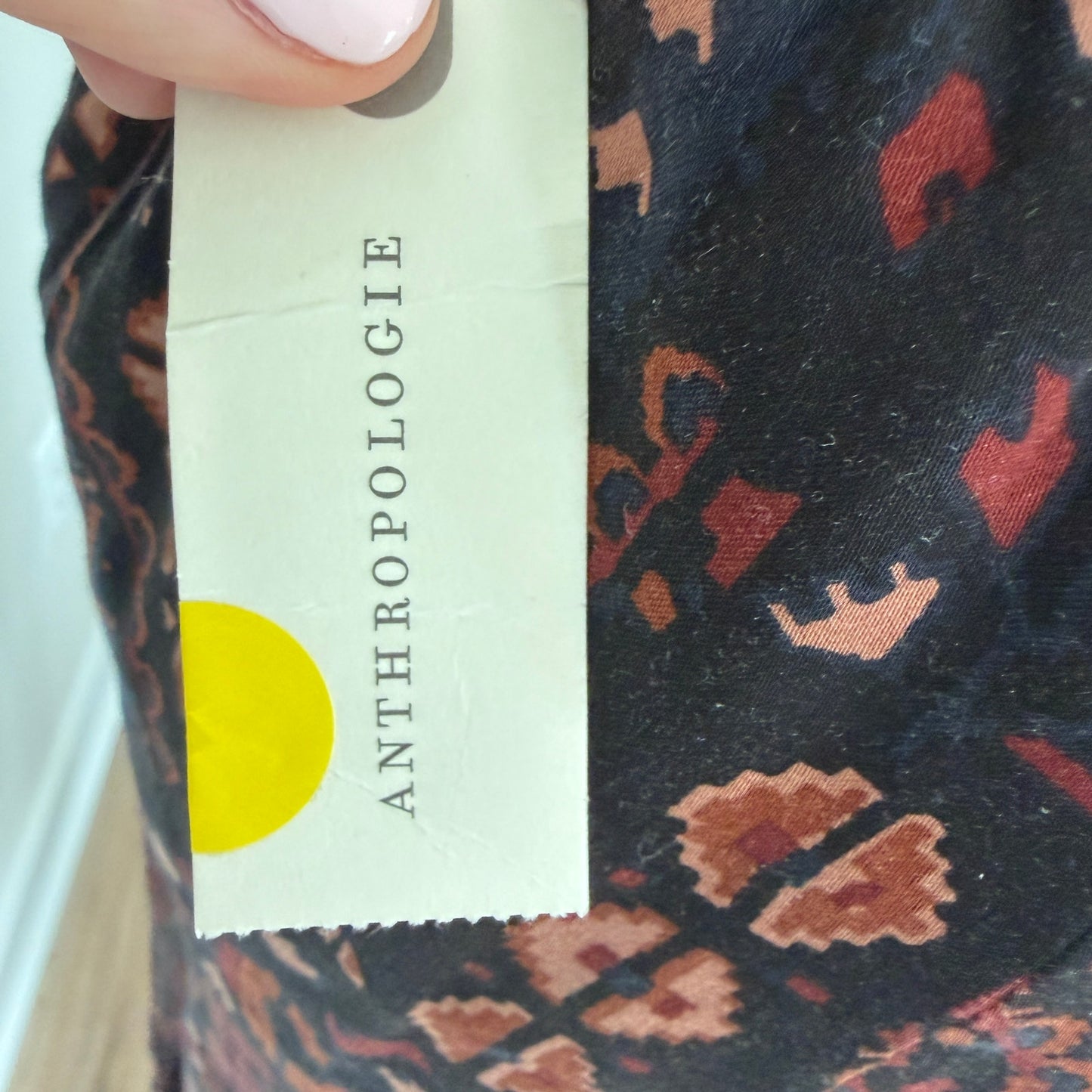 Anthropologie Silky Jogger Black Brown Motif Pants Womens Size Large NEW