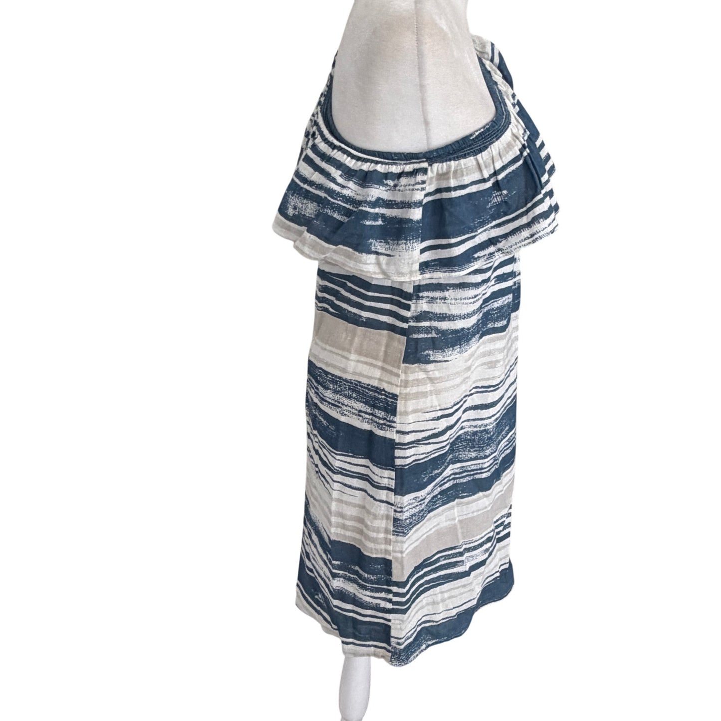 Lilla P Blue and White One Shoulder Summer Sundress Dress Womens Size Small