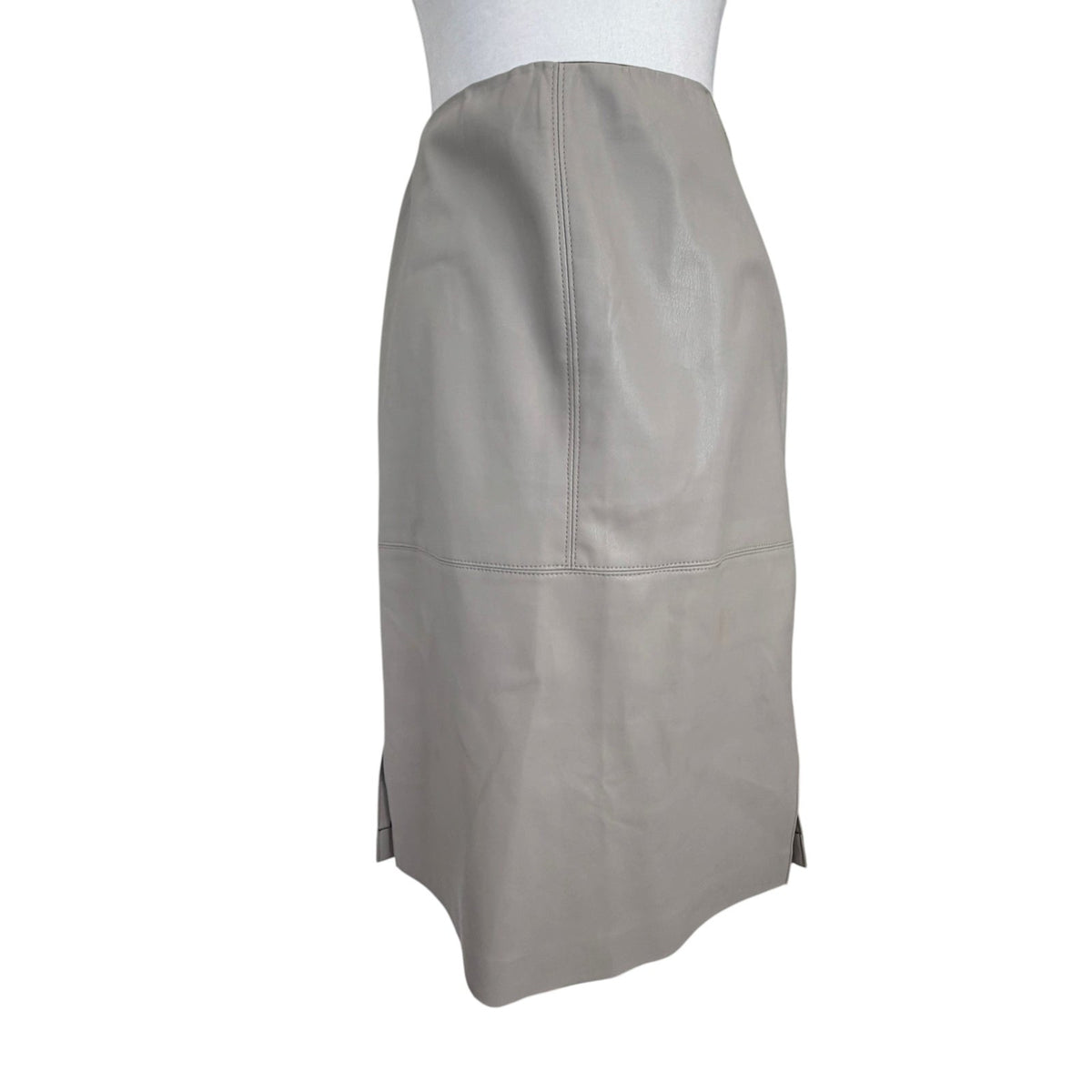 Brochu Walker Beige Taupe Faux Leather Vegan Pencil Skirt Womens Size Small