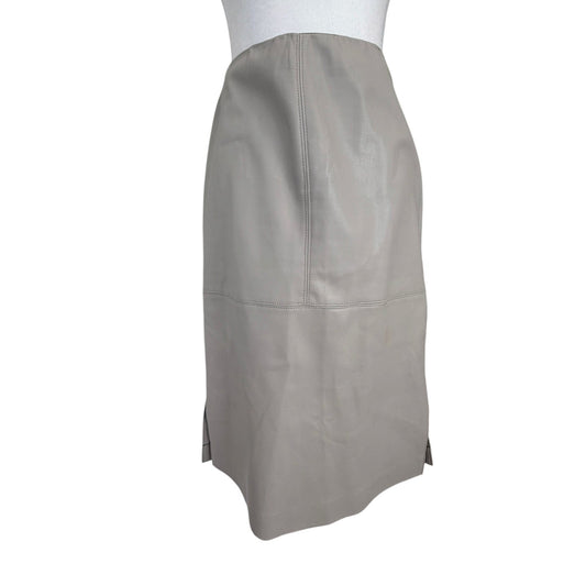 Brochu Walker Beige Taupe Faux Leather Vegan Pencil Skirt Womens Size Small