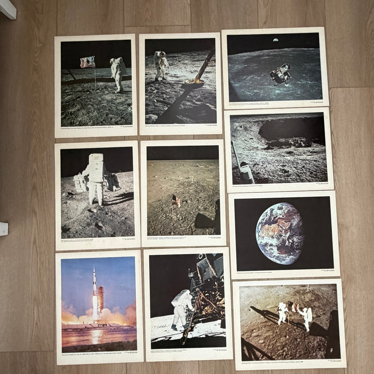 1969 Apollo 11 Buzz Aldridge 11" x 14" Prints LOT of 9 NASA