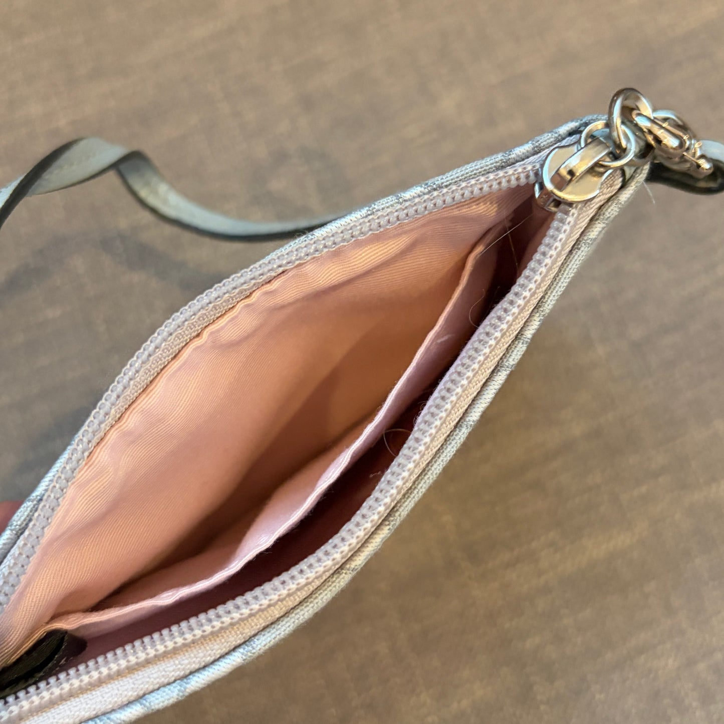 Coach Gray and Silver Classic Monogram Credit Card ID Wristlet Wallet