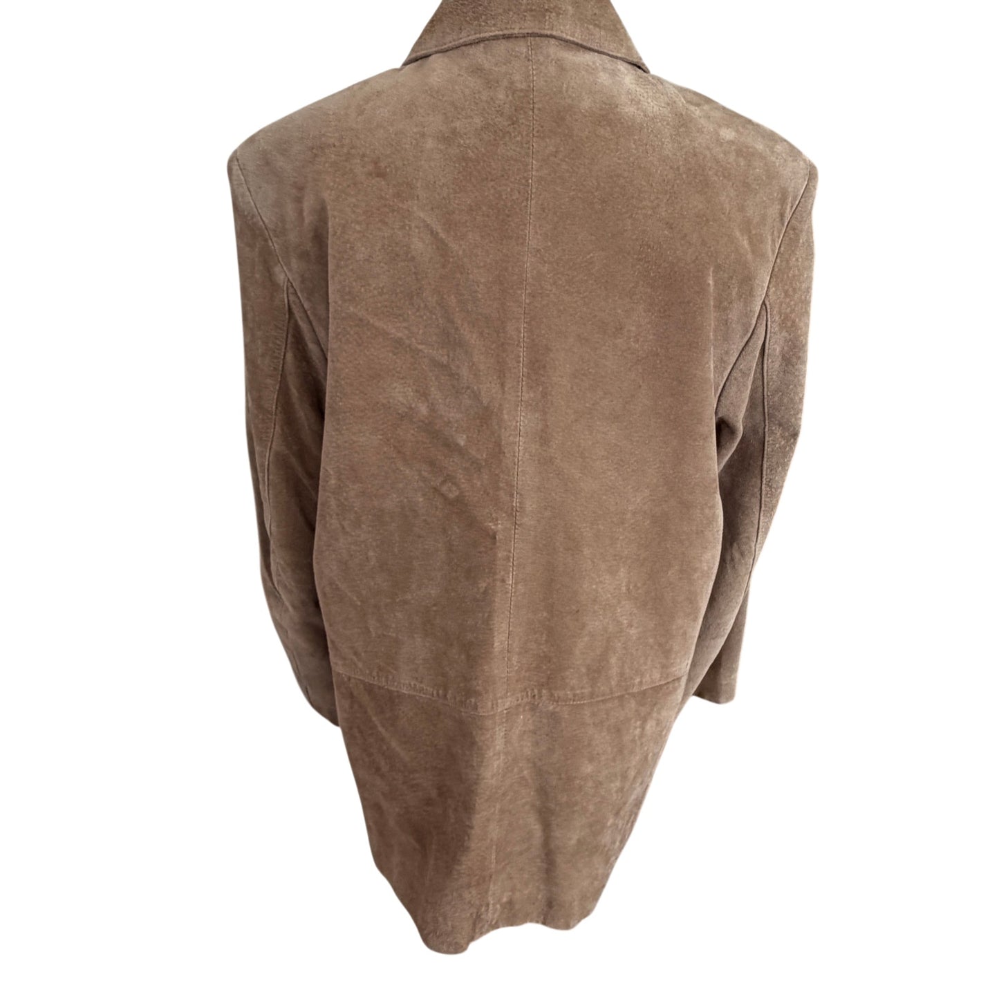 LL Bean Vintage Leather Jacket Tan Suede Button Up Blazer Womens Size 12 Petite