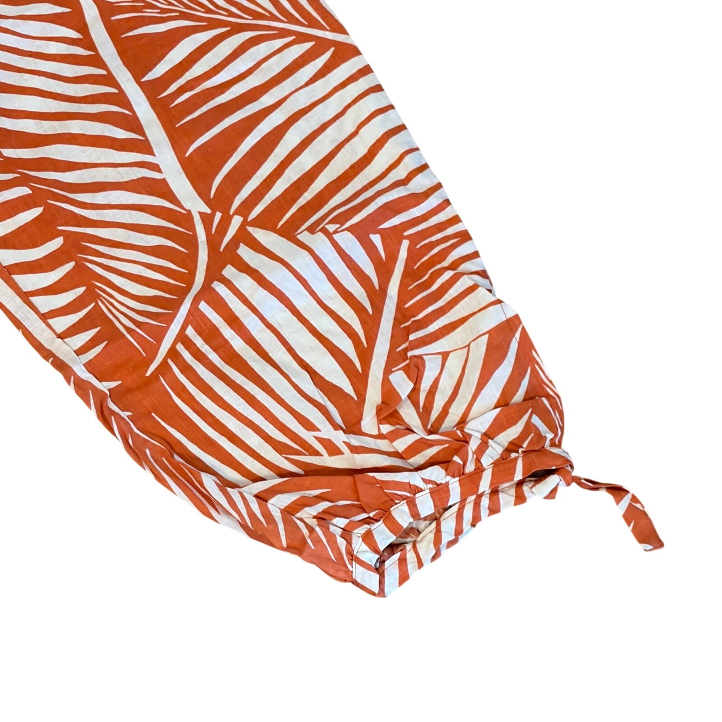 Panama Jack Orange White Fern Linen Blend Jogger Pants NEW Women Size Large