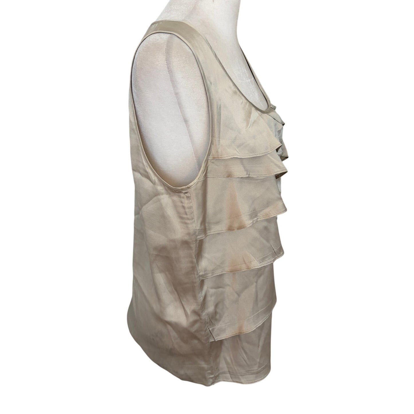 Theory Champagne Classic Ruffled Silk Tank Top Womens Size Medium