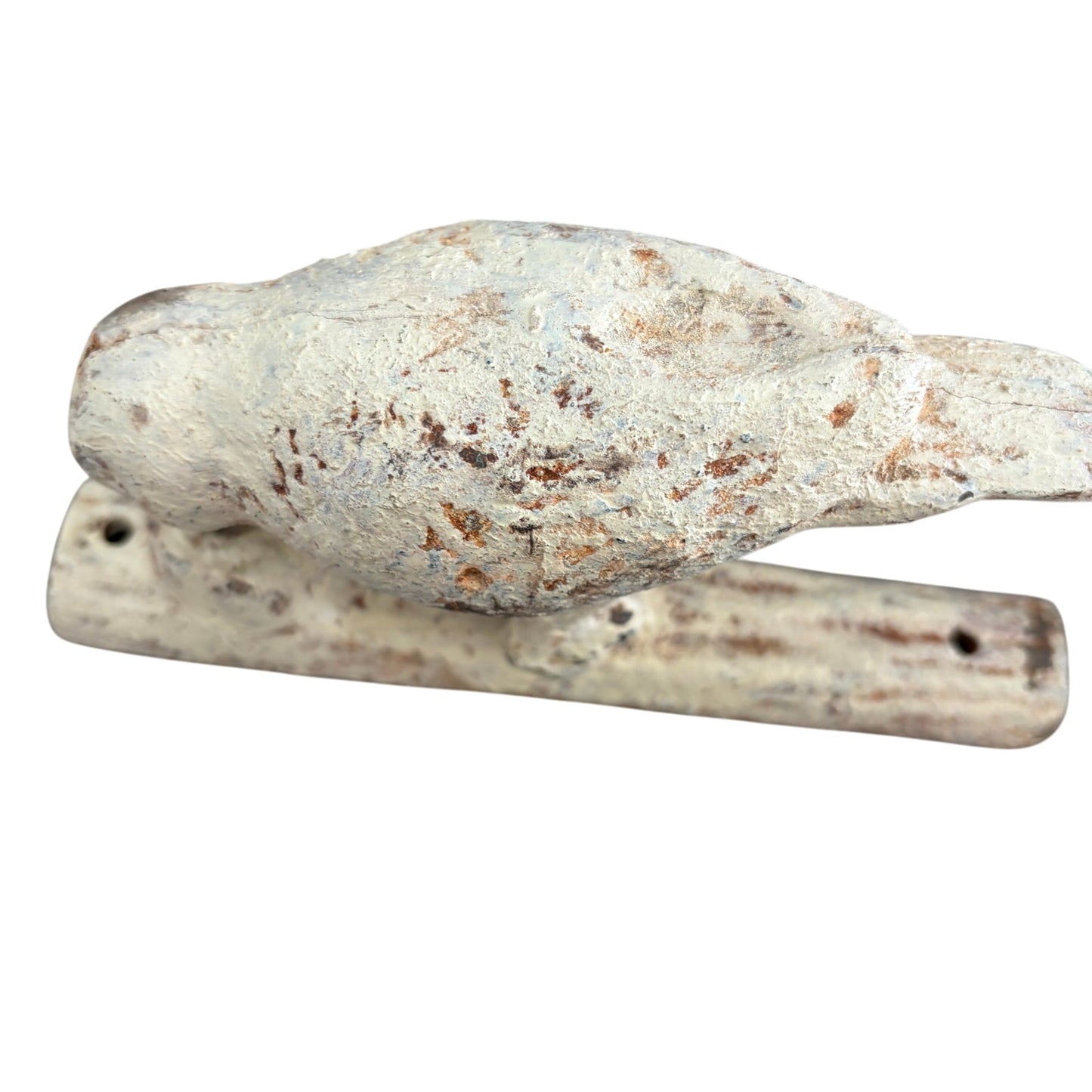 Rustic Vintage Cast Iron Bird Door Knocker Ivory and Brown Distressed Look