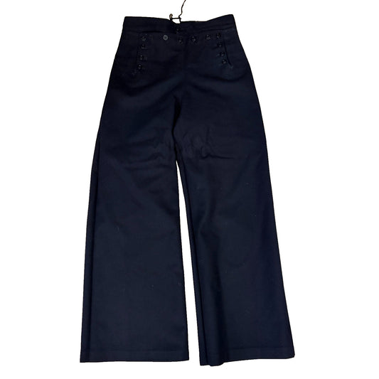Vintage US NAVY Wool Flap Front Sailor Pants Uniform Tied Back Mens Small 31"