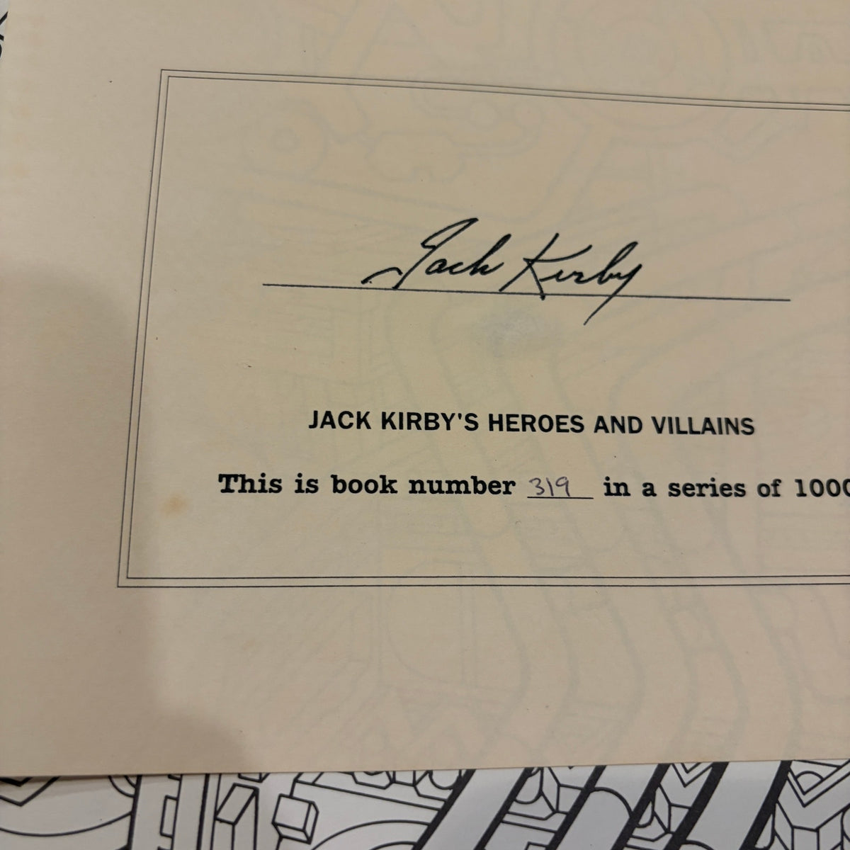 Jack Kirby's Heroes and Villains Signed and Numbered #319 / 1000 RARE