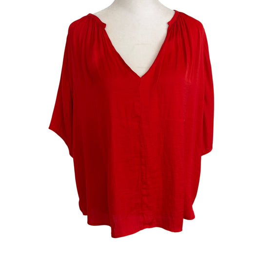 Anthropologie dRA Los Angeles Orange V-Neck Blouse Top Womens Size Small