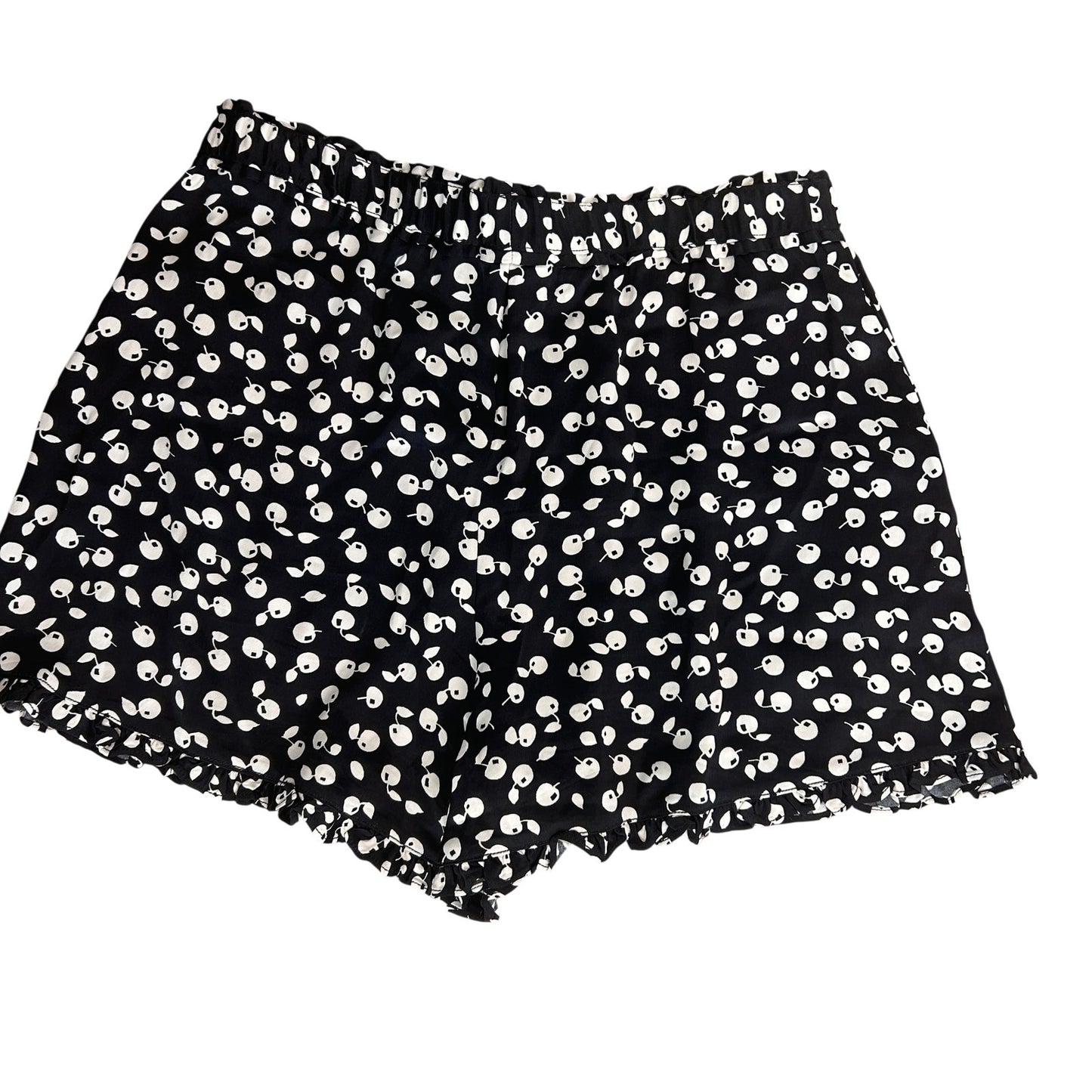 Maeve Anthropologie Black and Ivory Cherry Pattern Shorts Womens Size Large