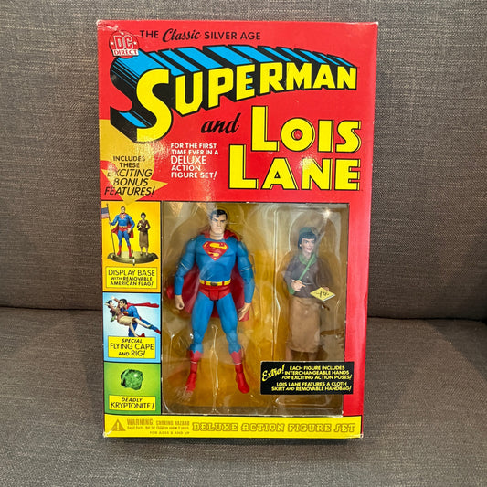 Classic Silver Age Superman and Lois Lane Deluxe Atcion Figure Set DC Comics NEW