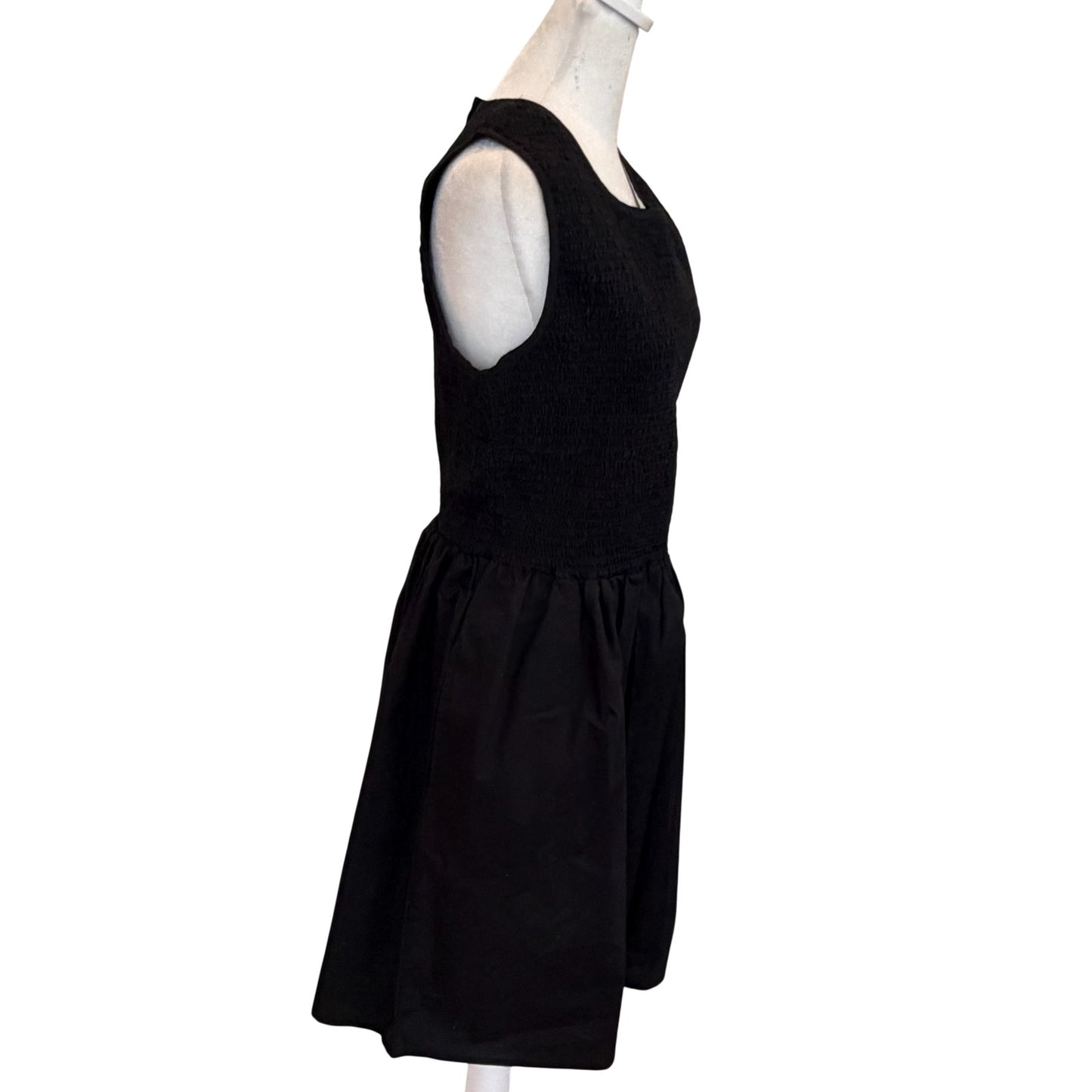 French Connection Black Ruched Sleeveless Fit Flare Mini Dress Womens Size 12