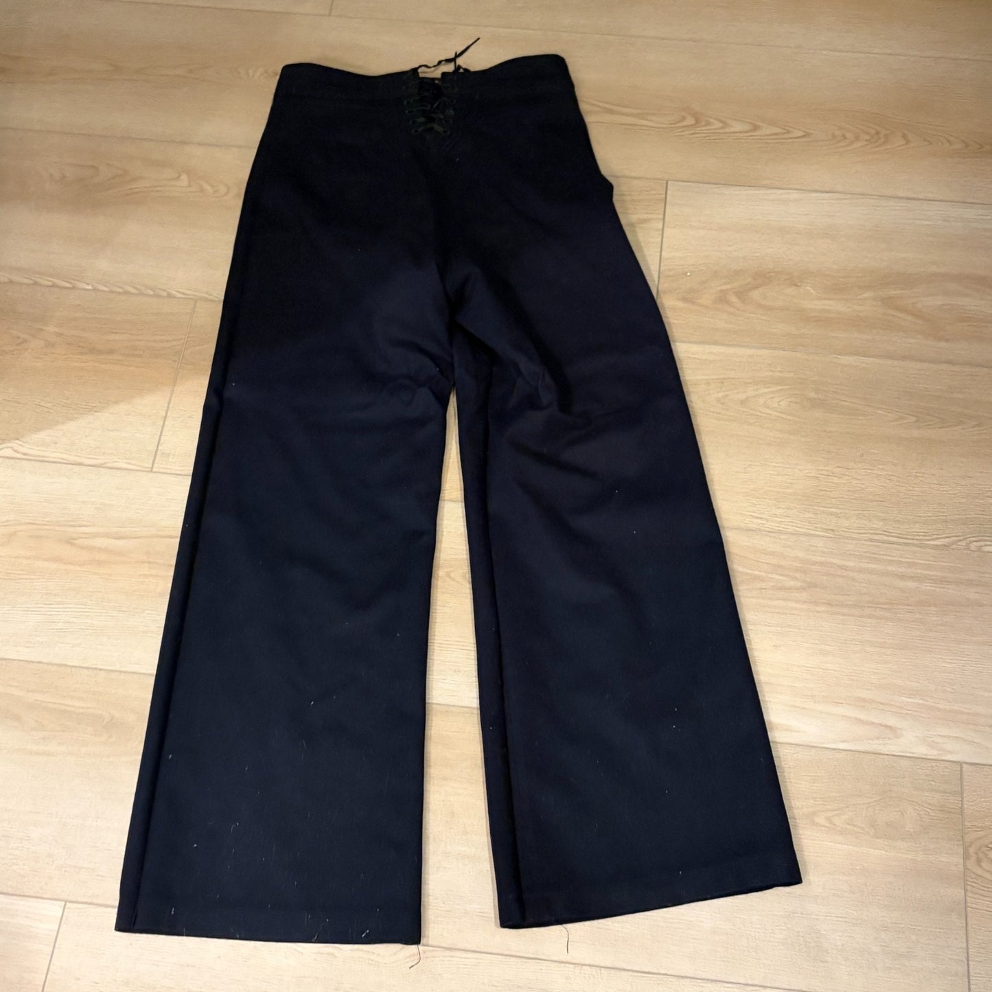 Vintage US NAVY Wool Flap Front Sailor Pants Uniform Tied Back Mens Small 31"