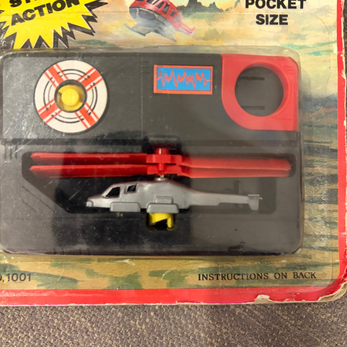 Vintage 1988 Tyco Sega Pocket Power Thunder Blade Helicopter Pull Strap