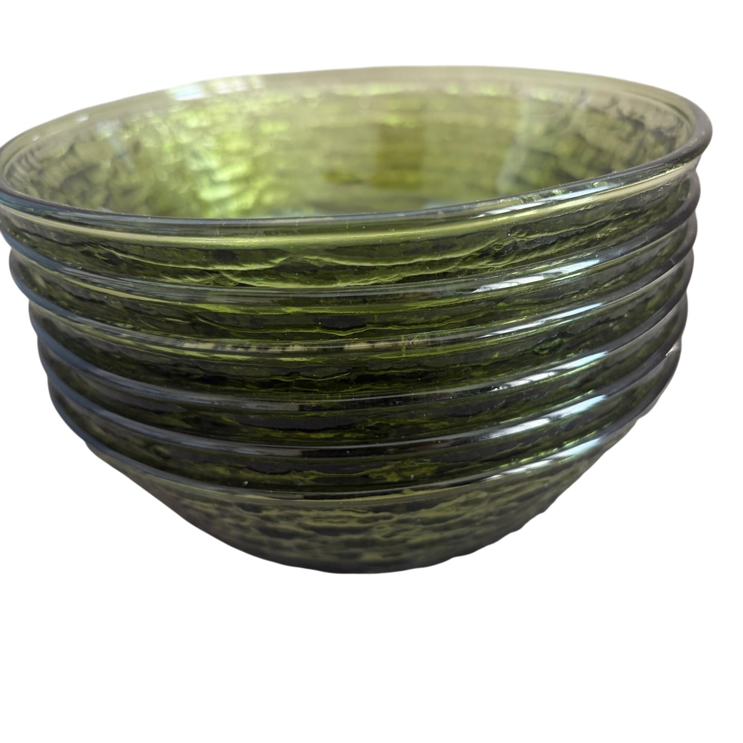 Anchor Hocking Vintage Soreno Avocado Green Glass Side Bowls Lot of 6