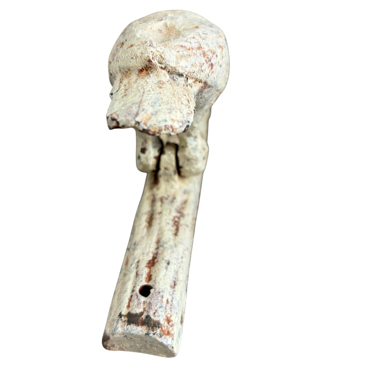 Rustic Vintage Cast Iron Bird Door Knocker Ivory and Brown Distressed Look
