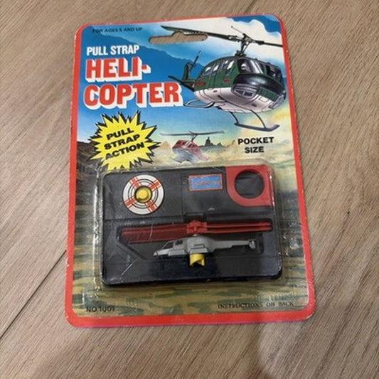 Vtg 1988 Tyco Sega Pocket Power Thunder Blade Helicopter Knock off Pull Strap
